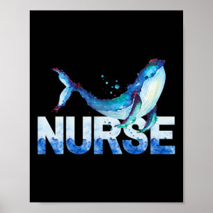 Affiche Vie de garde baleine T en aquarelle Nicu infirmièr
