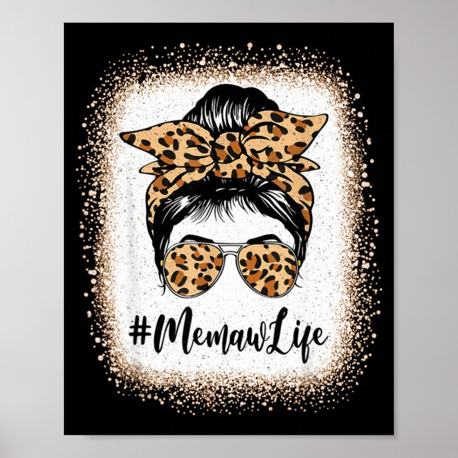 Affiche vie de Memaw blanchi léopard chignon désordonné fê (Devant)