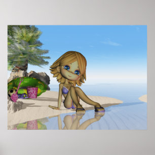 Affiche Vie de plage, lune petite cutie collection de tart