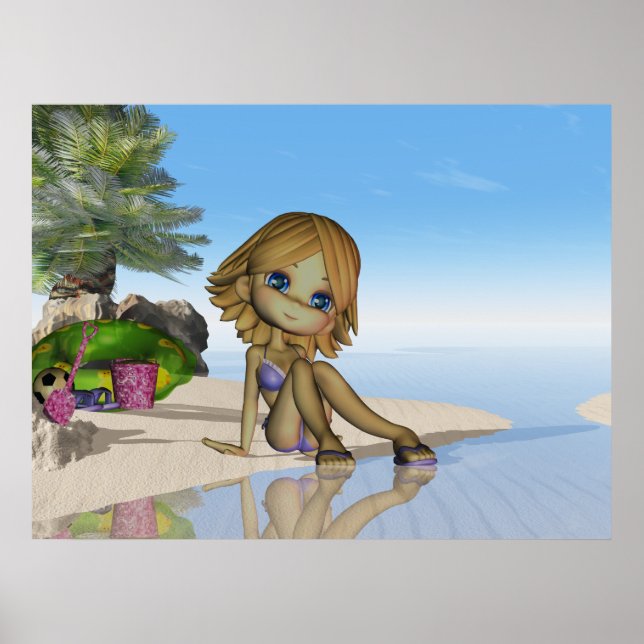 Affiche Vie de plage, lune petite cutie collection de tart (Devant)