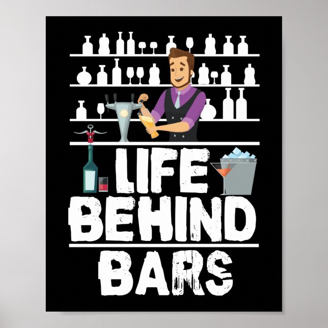 Affiche Vie Derrière Les Barres Drôle Bartender Mixologue (Devant)