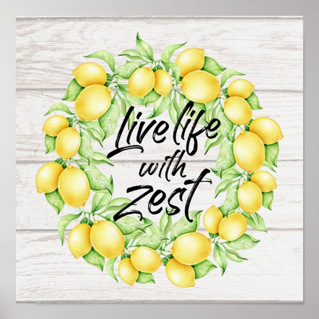 Affiche Vie en direct avec Zest Farmhouse Lemon Art (Devant)