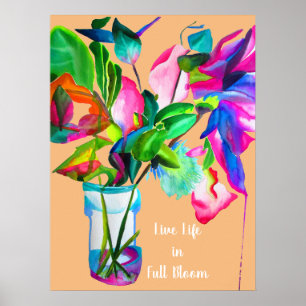 Affiche Vie en pleine floraison citation aquarelle moderne