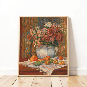 Affiche Vie morte avec des fleurs et des poires de criquet