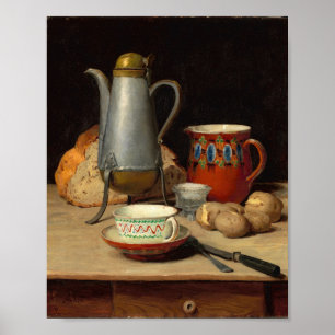 Affiche Vie morte, café et pommes de terre Albert Anker