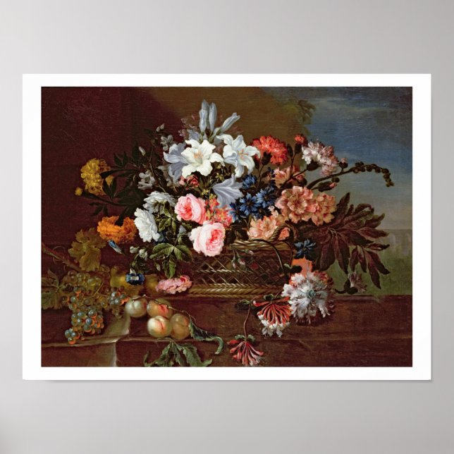 Affiche Vie morte des fleurs dans un panier (Devant)