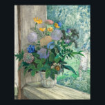 Affiche Vie morte | Sergey Chekhonin<br><div class="desc">Still Life with Chrysanthemums, Bellflowers, Cornflowers and Daisies in a White Vase (1926) de Sergey Chekhonin (russe, 1878-1936) est une composition florale dynamique et élégante qui met en valeur la maîtrise de l’artiste en matière de couleurs, de formes et d’équilibre décoratif. Aménagé dans un simple vase blanc, le bouquet varié...</div>