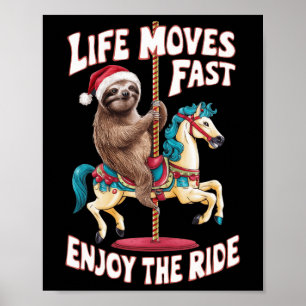 Affiche Vie Se Déplace Fente Sur Le Cheval De Carrousel -