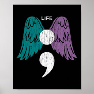 Affiche Vie Semicolon Ailes Sensibilisation au suicide San