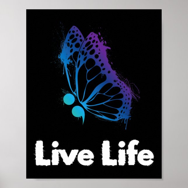 Affiche Vie Semicolon Amour Et Soutien Suicide Aware (Devant)