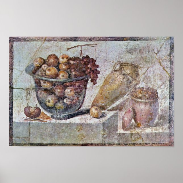 Affiche Vie Toujours Avec Un Bol De Verre De Fruits Et De  (Devant)