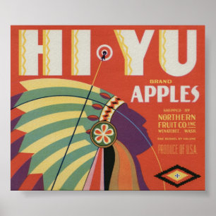Affiche Vieil Apple vintage portent des fruits des