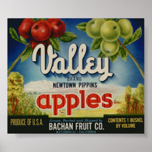 Affiche Vieil Apple vintage portent des fruits des