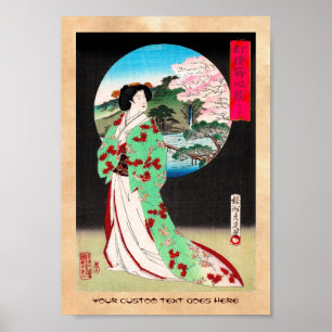 Affiche Vieil art japonais oriental frais de dame de