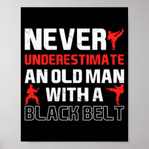 Affiche Vieil Homme avec Karaté Ceinture Noire Arts Martia