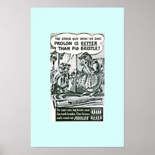 Affiche Vieille annonce drôle de brosse à dents : Porcs et