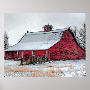 Affiche Vieille Barne Rouge