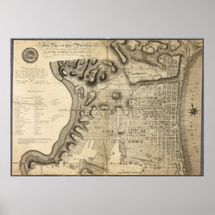 Affiche Vieille carte de Philadelphie Pennsylvanie à