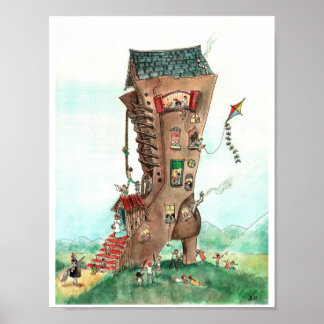 Affiche Vieille Dame dans la Chaussure
