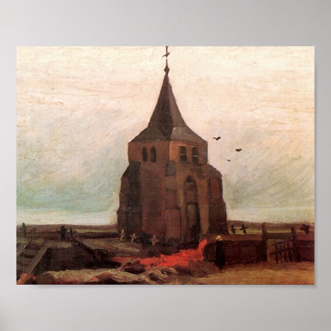 Affiche Vieille église de Nuenen Van Gogh Art (Devant)