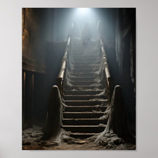 Affiche Vieille Maison Abandonnée Fantômes Éffrayants Sur