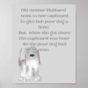 Affiche Vieille mère Hubbard mignon dessin animé amusant e