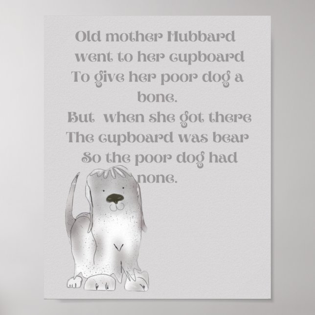 Affiche Vieille mère Hubbard mignon dessin animé amusant e (Devant)