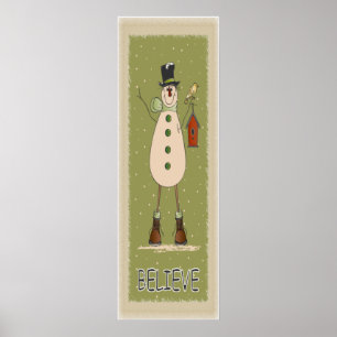 Affiche Vieille mode Croire Snowman