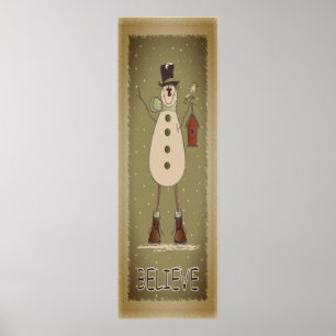Affiche Vieille mode Croire Snowman