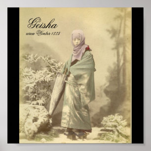 Affiche Vieille photo de geisha circa l'hiver 1885