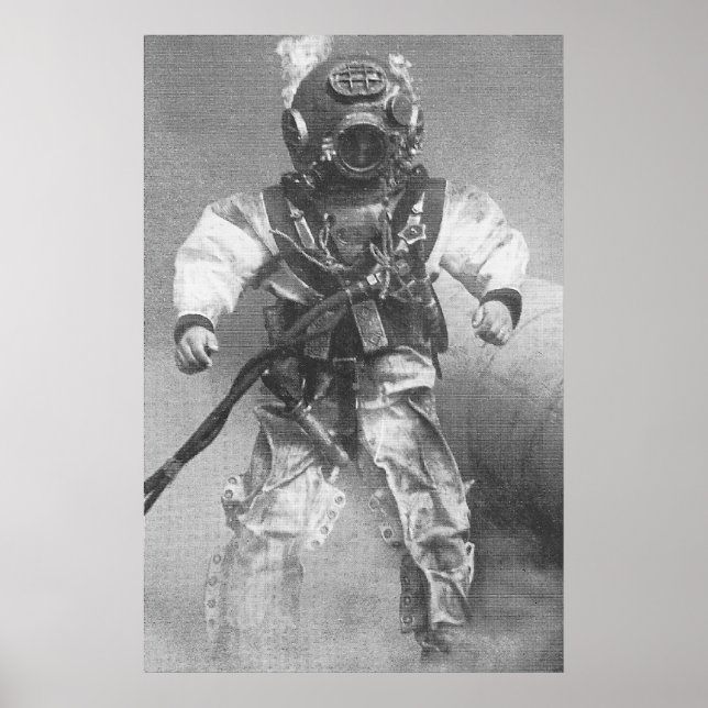 Affiche vieille plongée pic noir et blanc (Devant)