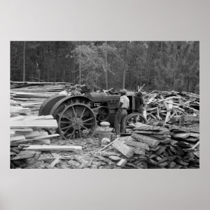 Affiche Vieille scierie Tractor, 1935