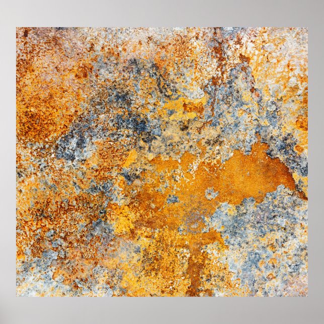 Affiche Vieille texture rouille, grunge arrière - plan mét (Devant)