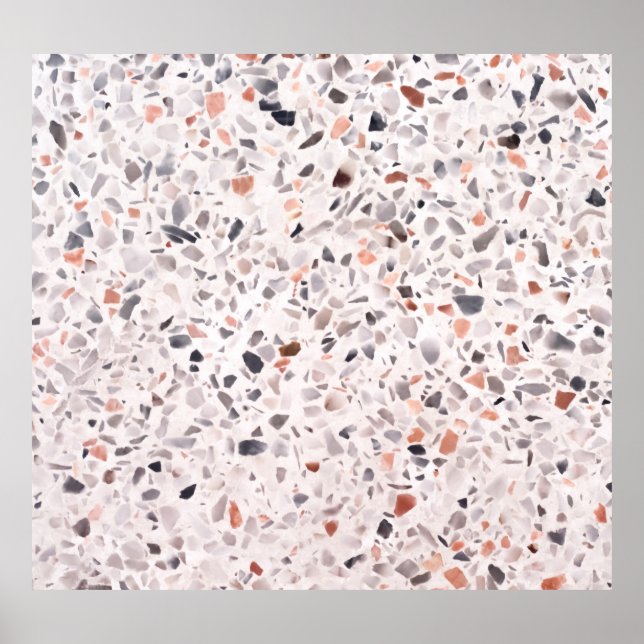 Affiche Vieille texture terrazzo, motif d'hamper. (Devant)
