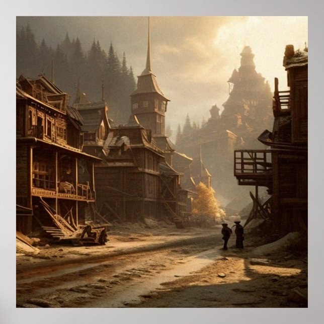 Affiche Vieille Ville abandonnée du 19e siècle Main Street (Devant)