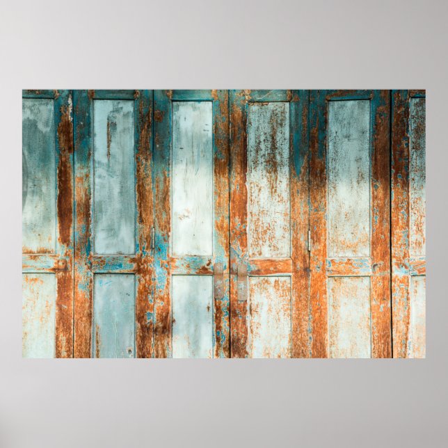 Affiche vieilles portes en bois fond antique, architecture (Devant)