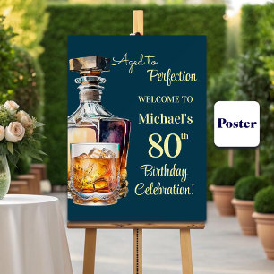 Affiche Vieilli à la perfection Hommes 80 ans Whiskey Anni