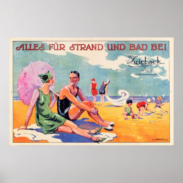 Affiche VIENNA AUTRICHE Mer Plage Bain Vacances Vieux Voya (Devant)