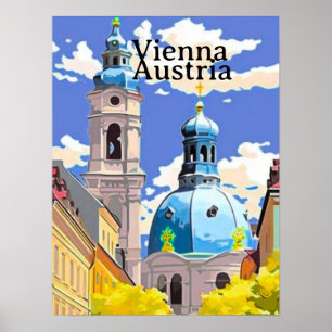 Affiche Vienna Travel Postcard Art, Austria Travel Art, Vi