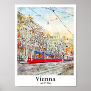Affiche Vienne Autriche Aquarelle Dessin main