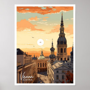 Affiche Vienne Autriche Art Travel Place illustration