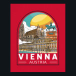 Affiche Vienne Autriche Emblème rétro Voyage<br><div class="desc">Design de voyage rétro de Vienne dans un style emblème. Son héritage artistique et intellectuel a été façonné par des habitants dont Mozart,  Beethoven et Sigmund Freud.</div>