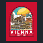 Affiche Vienne Autriche Emblème rétro Voyage<br><div class="desc">Design de voyage rétro de Vienne dans un style emblème. Son héritage artistique et intellectuel a été façonné par des habitants dont Mozart,  Beethoven et Sigmund Freud.</div>