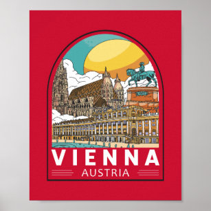 Affiche Vienne Autriche Emblème rétro Voyage