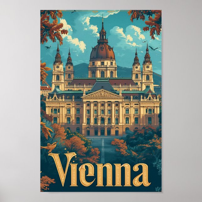 Affiche Vienne Autriche Illustration de voyage d'art vinta (Devant)