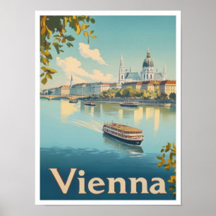 Affiche Vienne Autriche Illustration Vintage voyage d'art