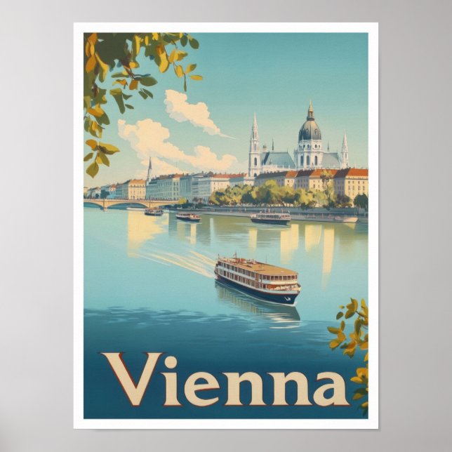 Affiche Vienne Autriche Illustration Vintage voyage d'art (Devant)