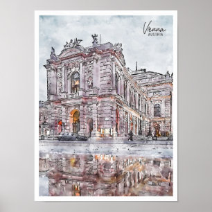 Affiche Vienne Autriche vintage voyage aquarelle
