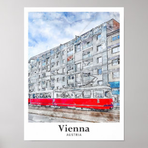 Affiche Vienne Autriche Voyage Aquarelle main tiré