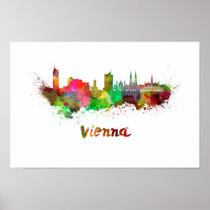 Affiche Vienne skyline in watercolor